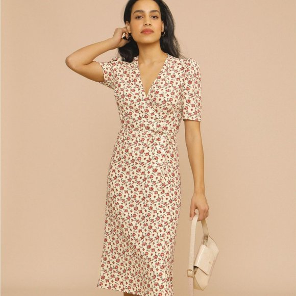 Rouje Dresses & Skirts - Rouje Floral Maxi Dress in Cream and Red